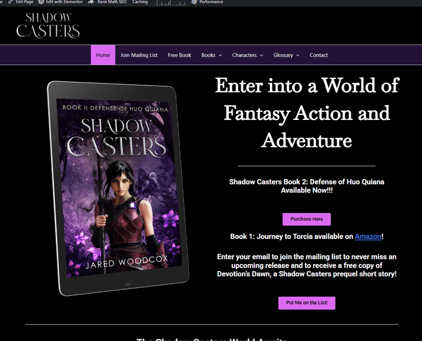 The Shadow Casters book series website.