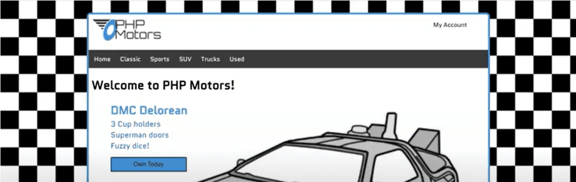 A screenshot of a retro car website