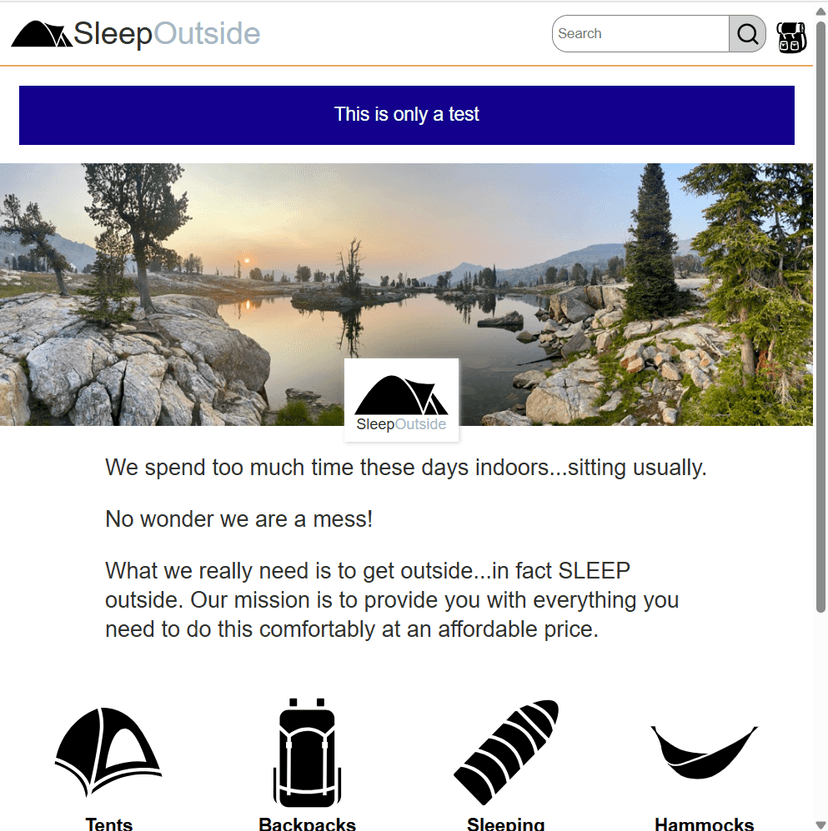 A screenshot of the SleepOutside school project